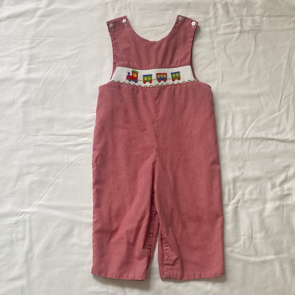 Anavini Red Checkered Kids Overalls